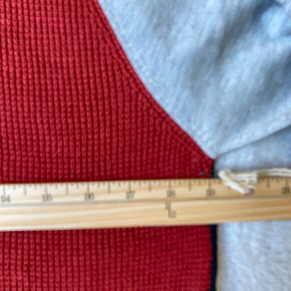 Poof Apparel Colorblock Sweater Women L Red Mock Neck Waffle Knit Sportswear NEW - Picture 6 of 11